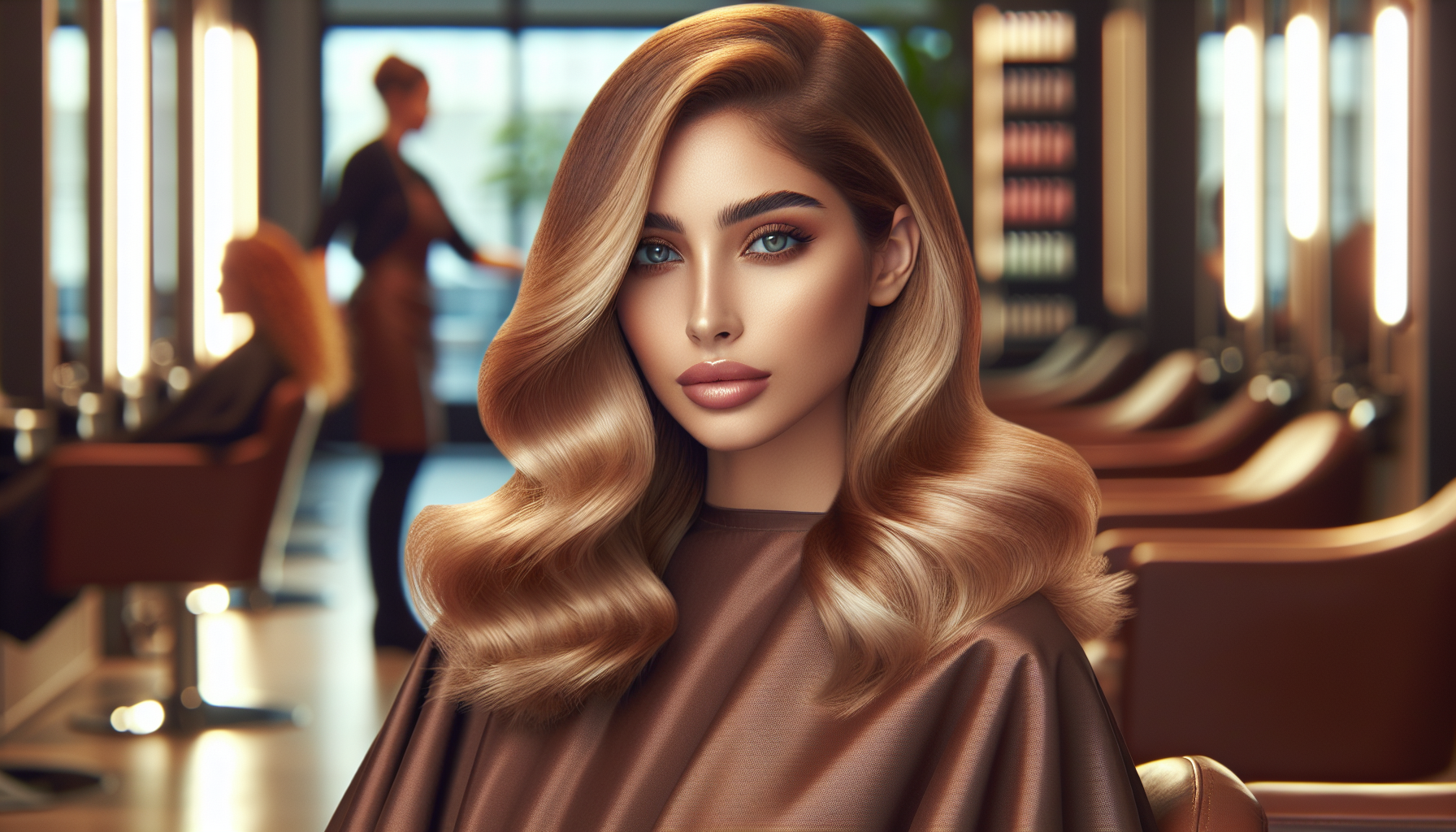 Donna con capelli biondo burro caldo