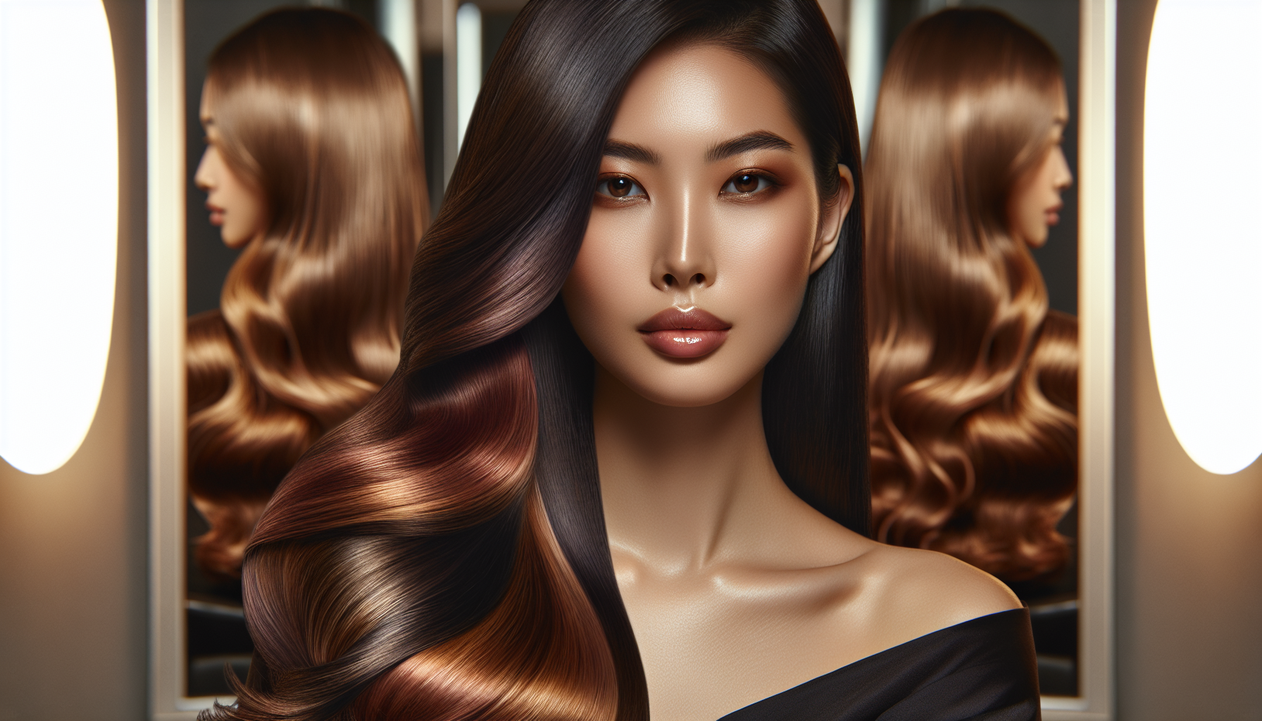 Donna con colore capelli castano lusso brillante