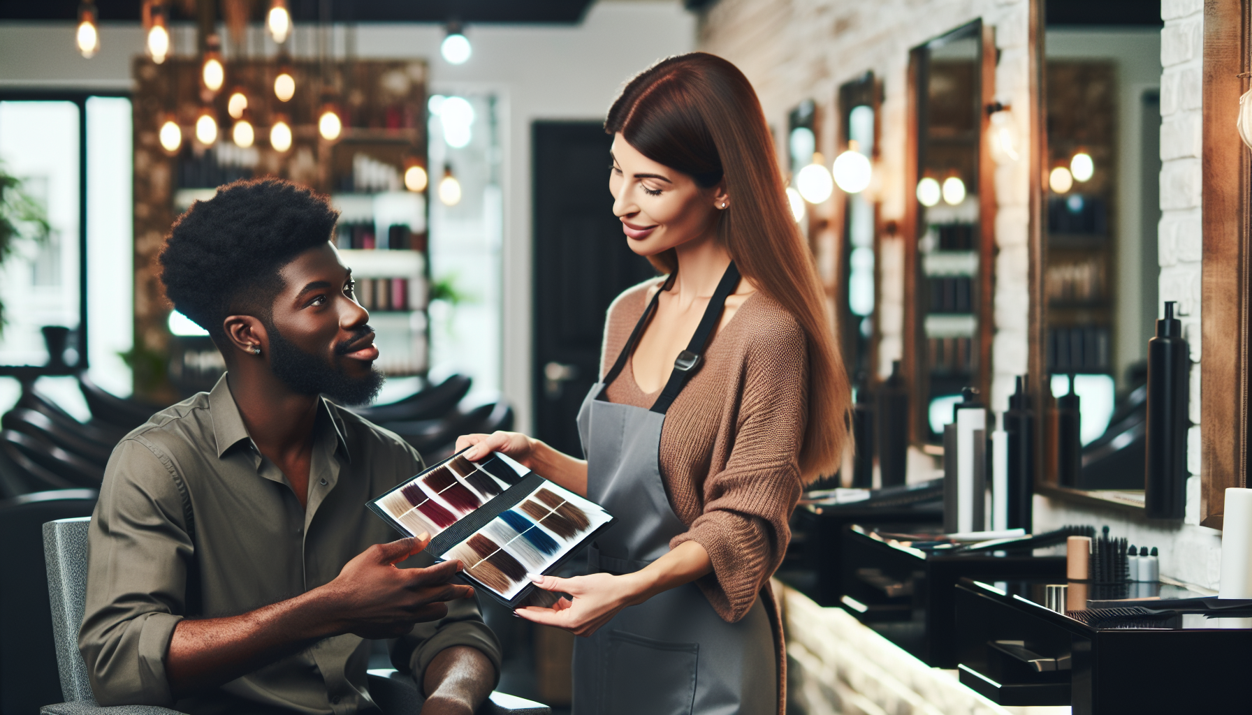 Hair consultation between stylist and client