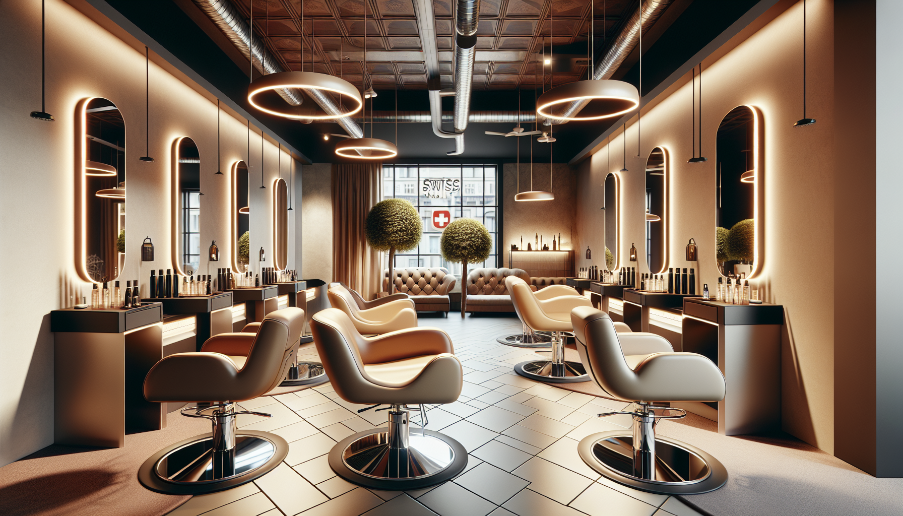 Stylish hair salon interior in Zurich