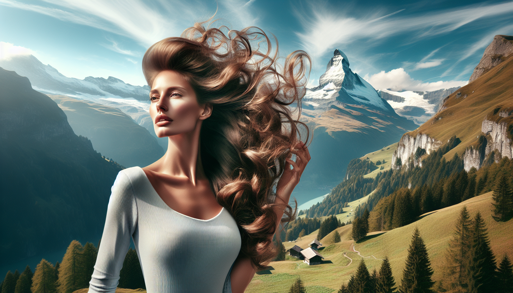 Swiss Alpine landscape with mountains