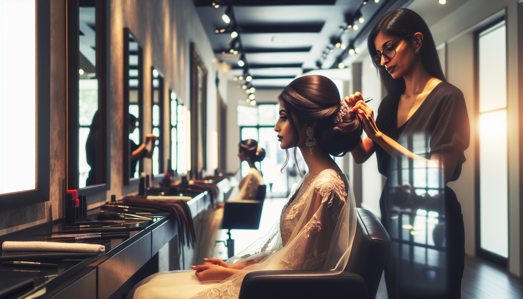 Professional hair stylist at work